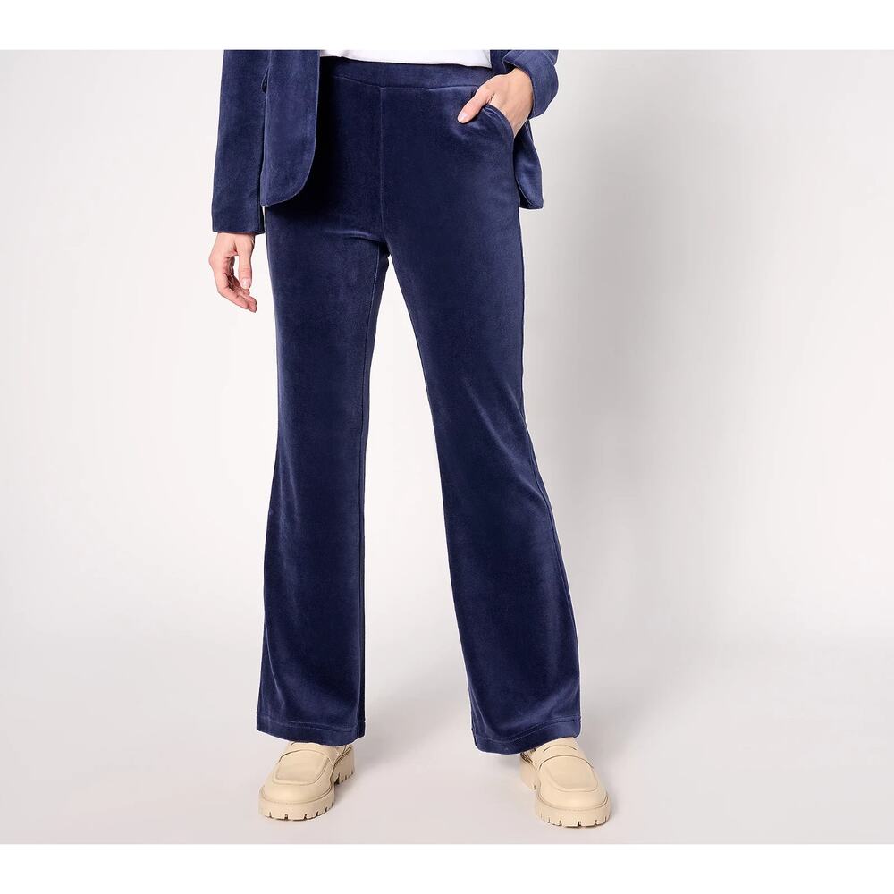 Studio Park x Shawn Killinger Womens Velveteen Flare Pants Navy Size 10 Boho